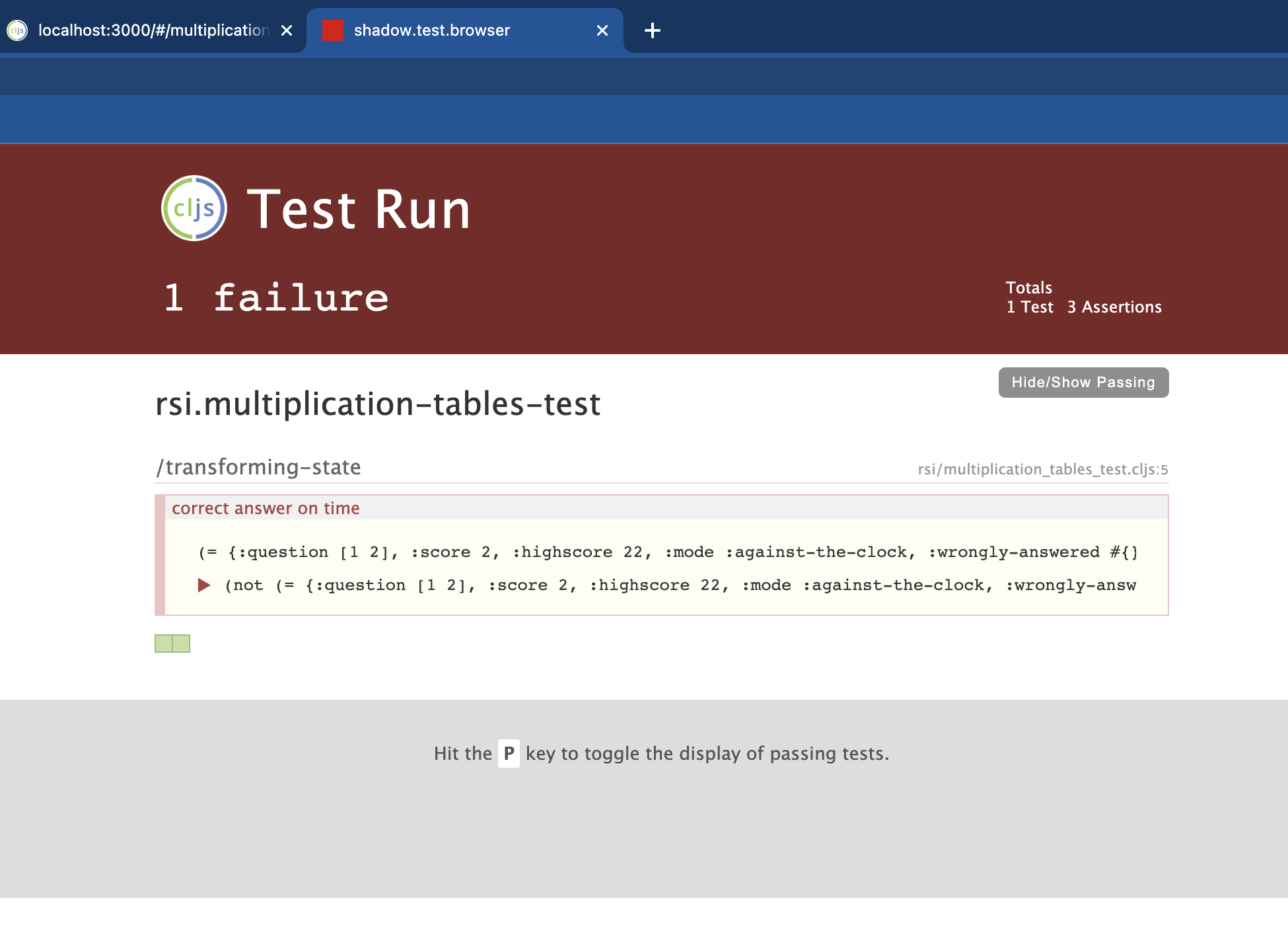 One tests fails